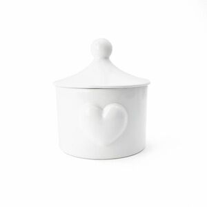 NWT White Ceramic Valentine’s Heart Lidded Canister Jar | New with Tags | Decor